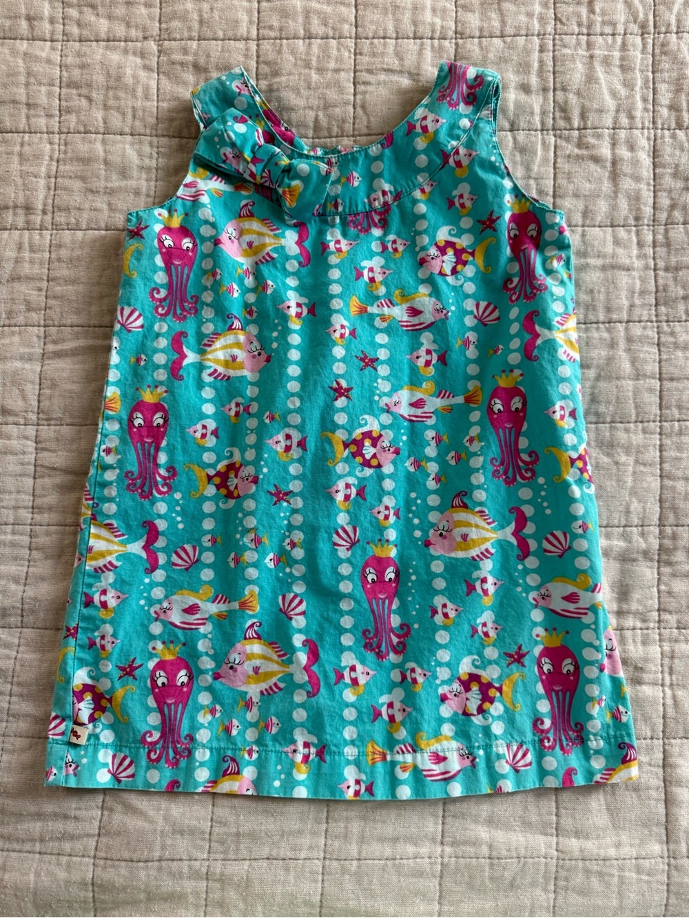 Girls' Turquoise Sea Creatures Tank Dress